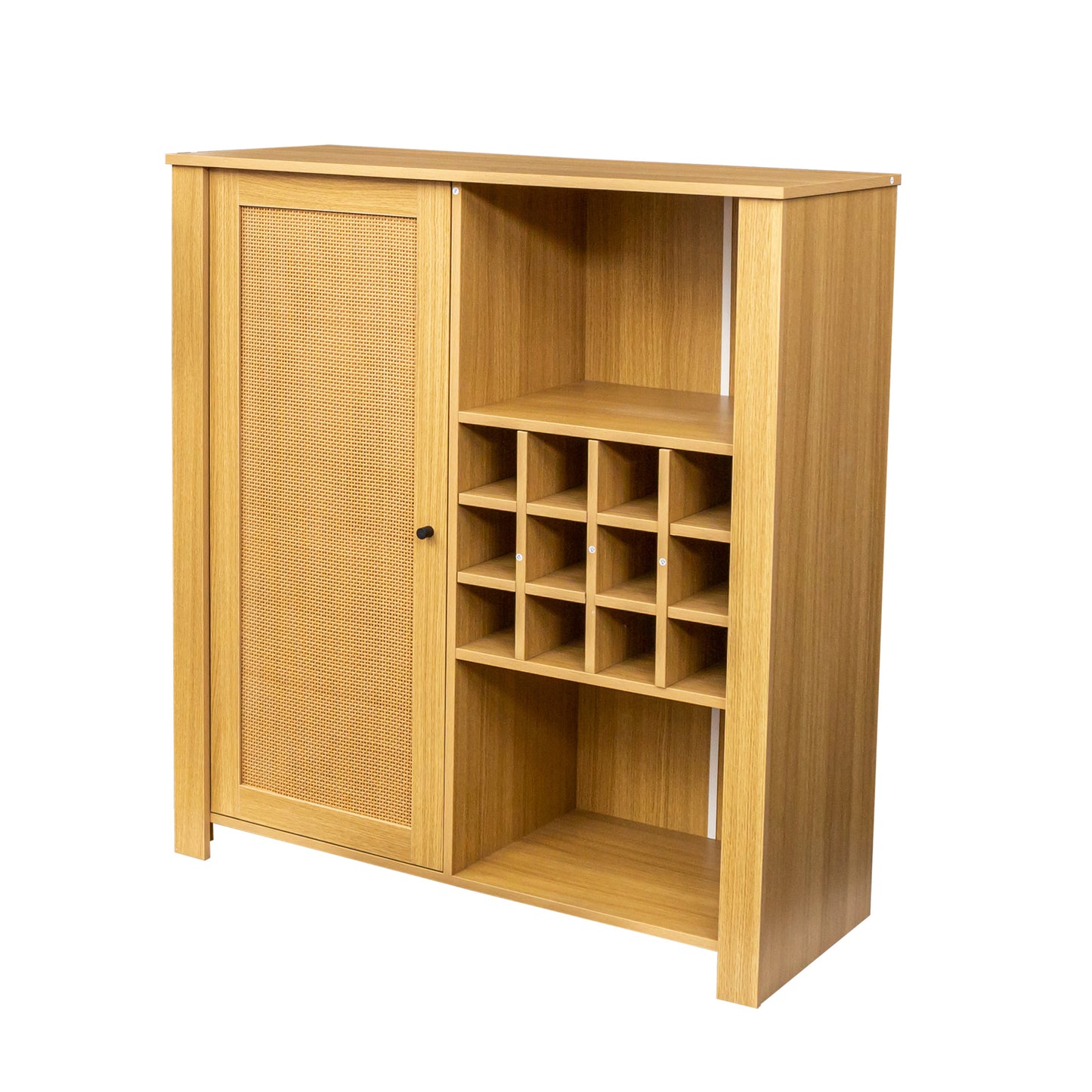 Rattan Storage Cabinet with Adjustable Shelves - Versatile Buffet & Bar