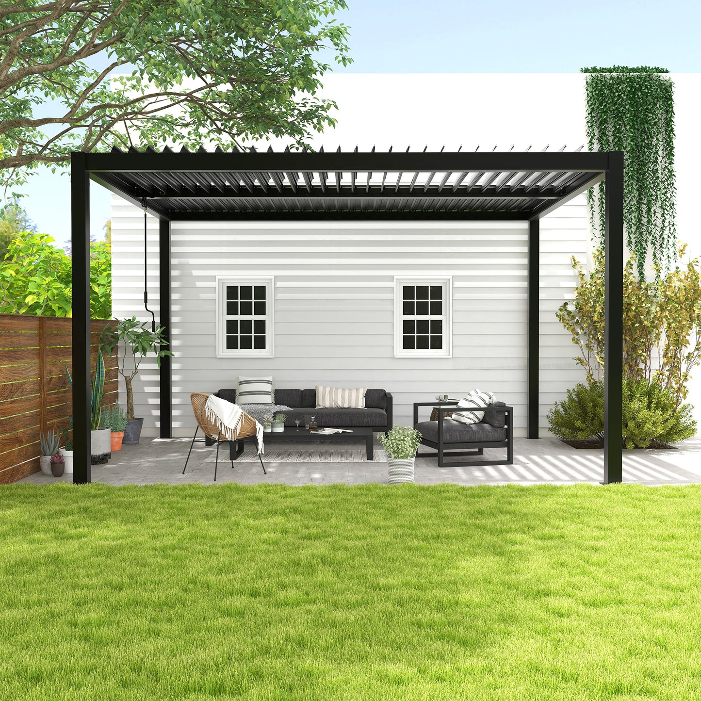 Pergola 10x13FT Aluminum Frame & Louvers