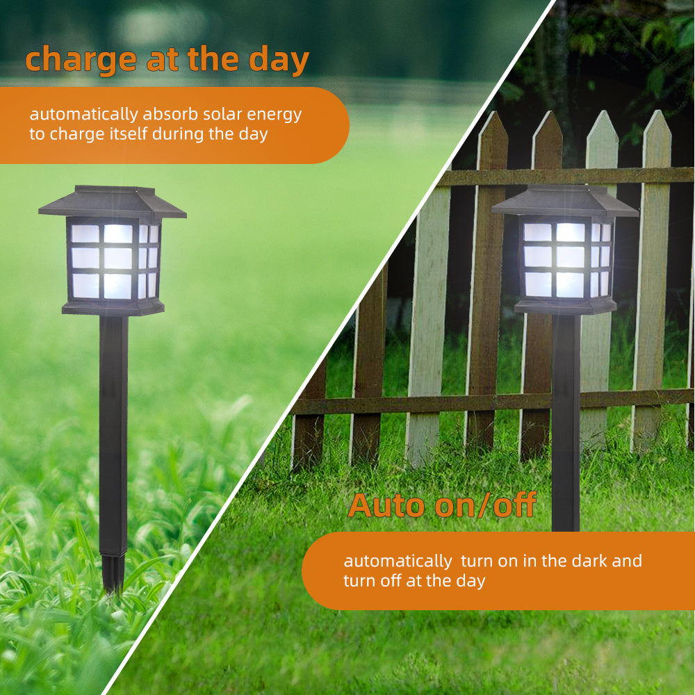 6pcs White LED Solar Lantern Torch Lights - Garden Landscape Lighting