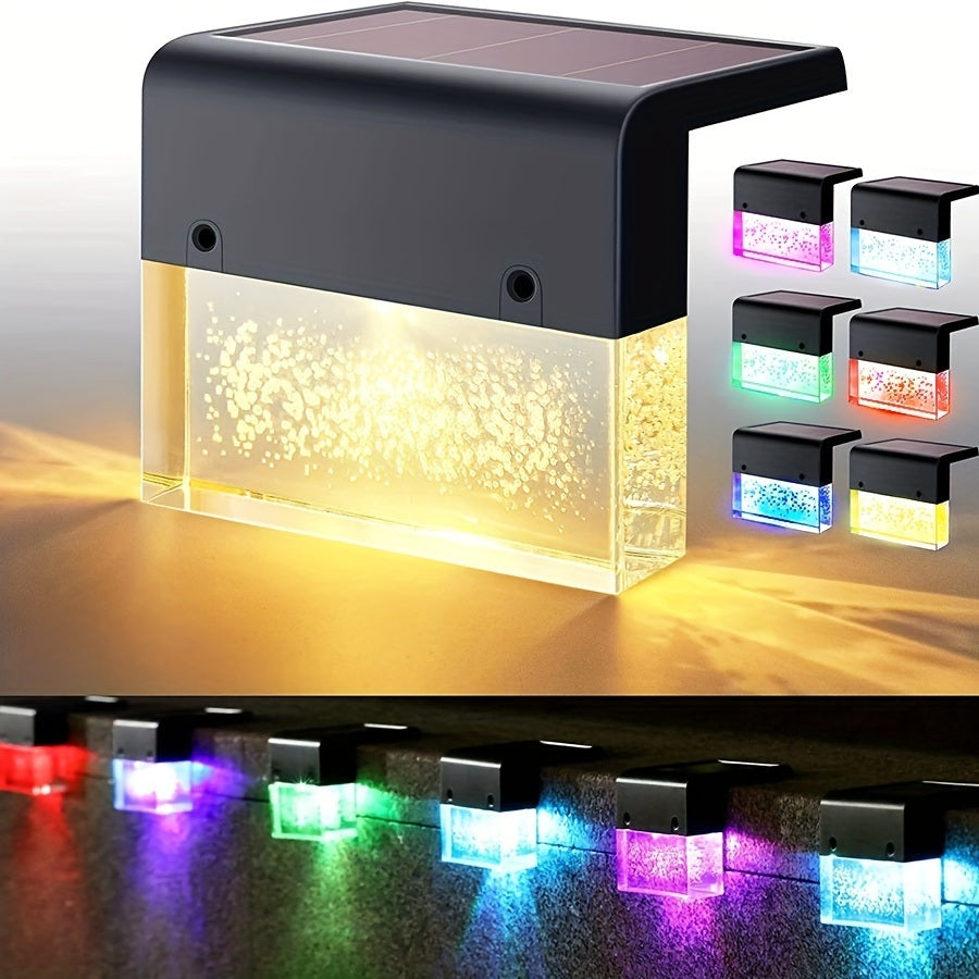 LED Solar Wall Lights - Color Changing Step Lights with Crystal Bubbles