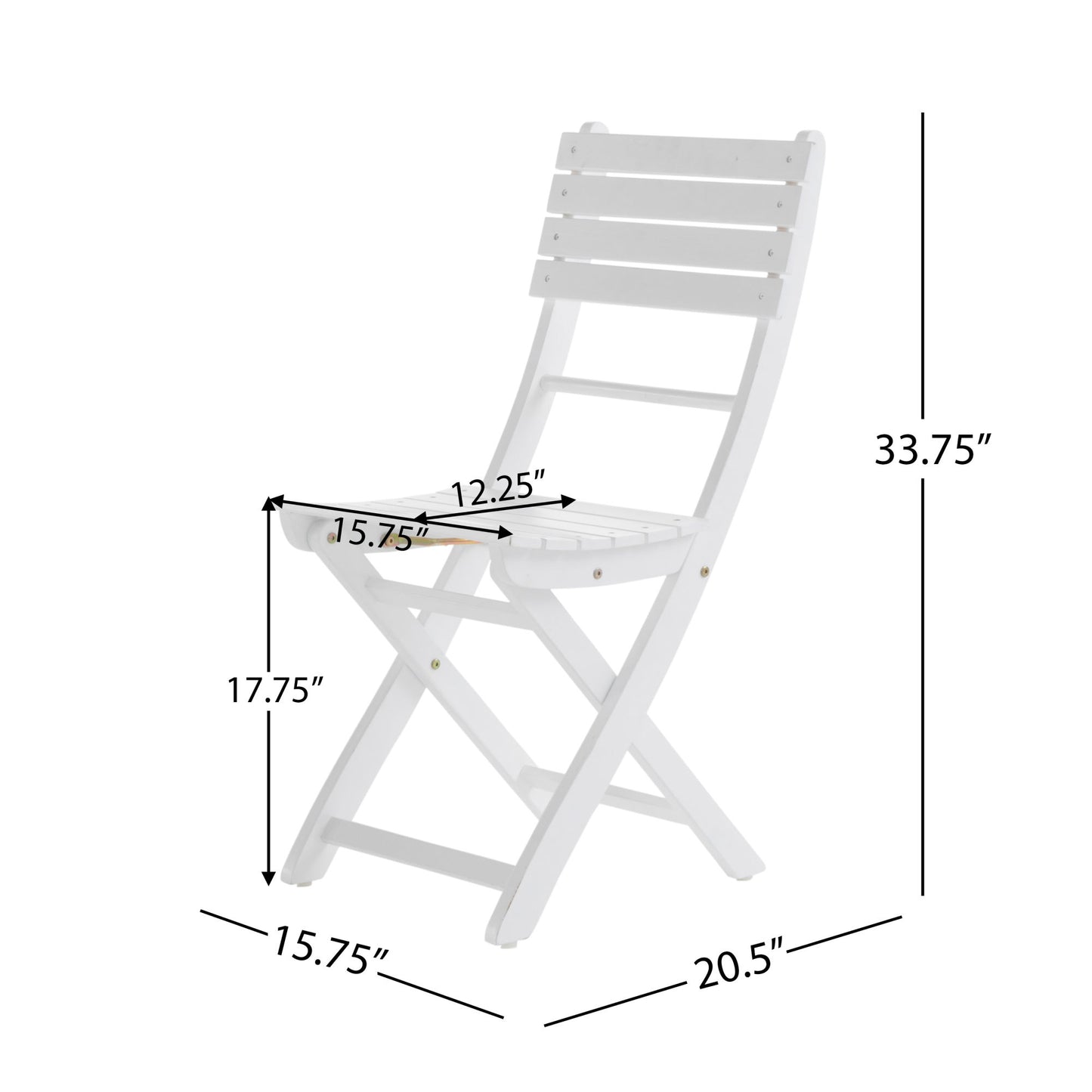 White Outdoor Foldable Dining Set - Acacia Wood, 4 Chairs + 1 Table