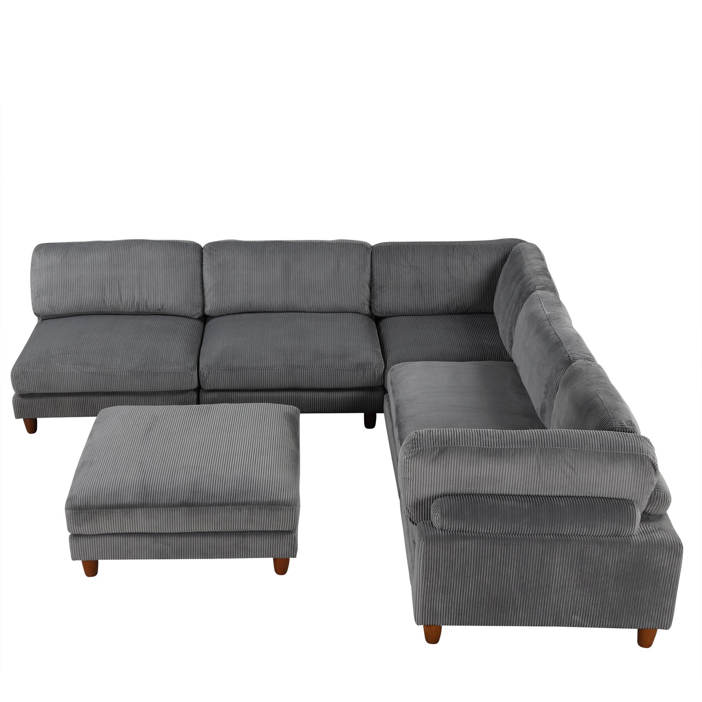 U-Style Modular Sectional Sofa with Ottoman - 163" L-Shaped Corner (6-Seater)