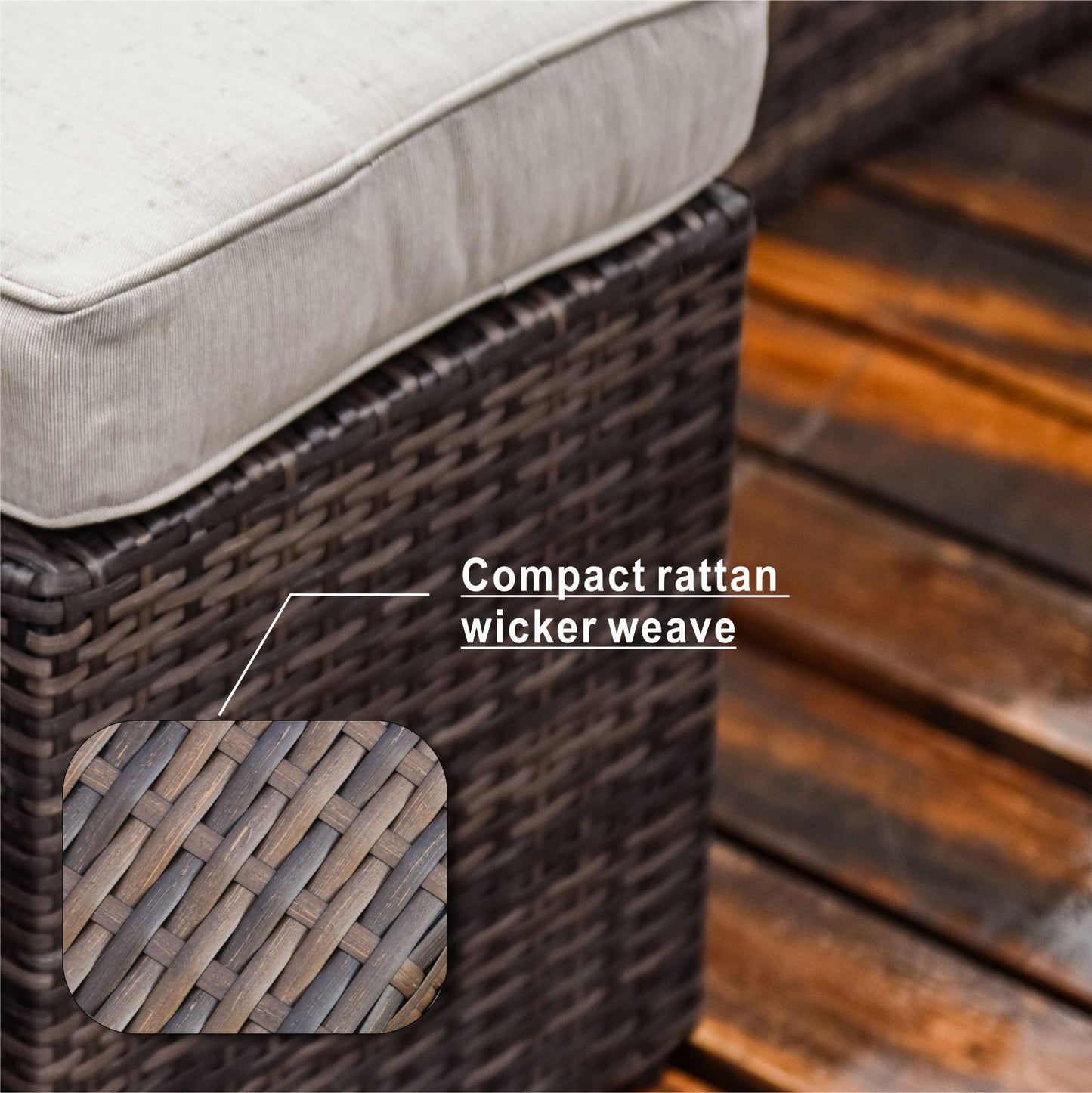 7 PCS Patio Sofa Set with Gas Firepit & Ice Container Table
