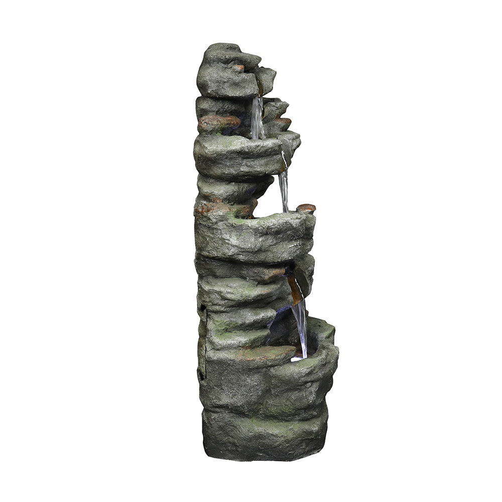 32.6" Rock Water Fountain with LED Lights - Outdoor Decor