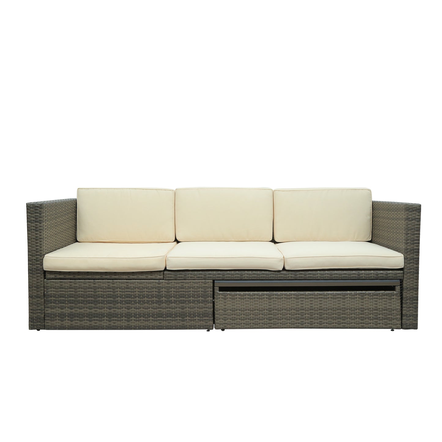 5-Piece Patio Wicker Furniture Set - Sofa, Ottomans & Lift Top Table