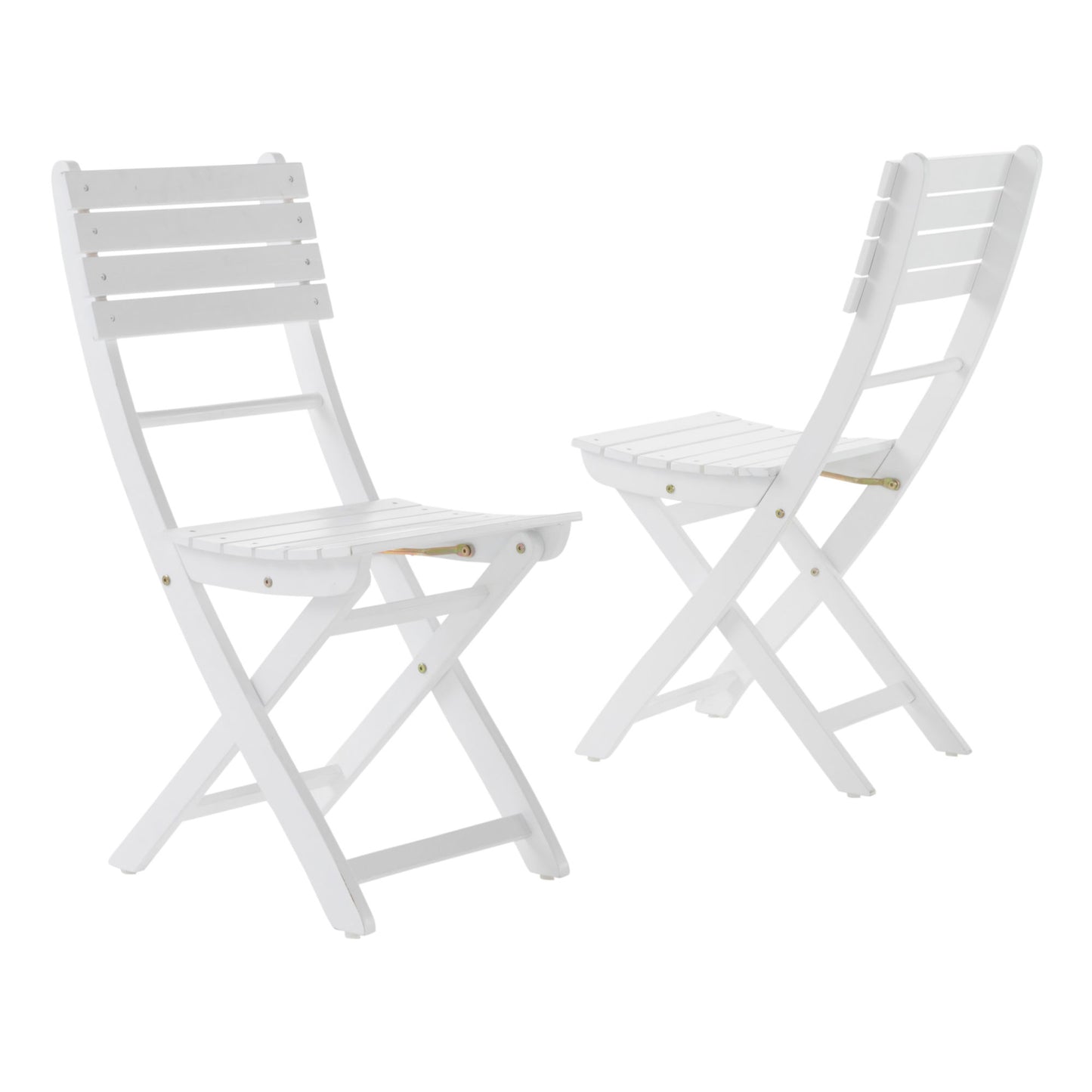 White Outdoor Foldable Dining Set - Acacia Wood, 4 Chairs + 1 Table