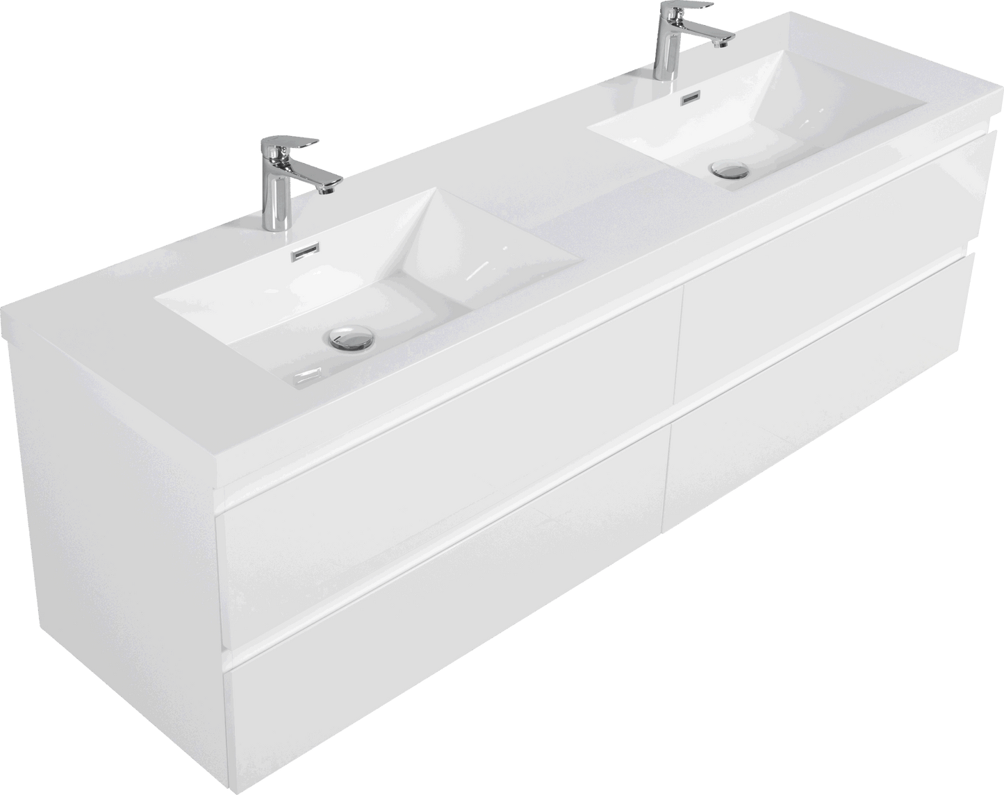 72" Floating Bathroom Vanity with Sink - Modern Wall-Mounted Cabinet
