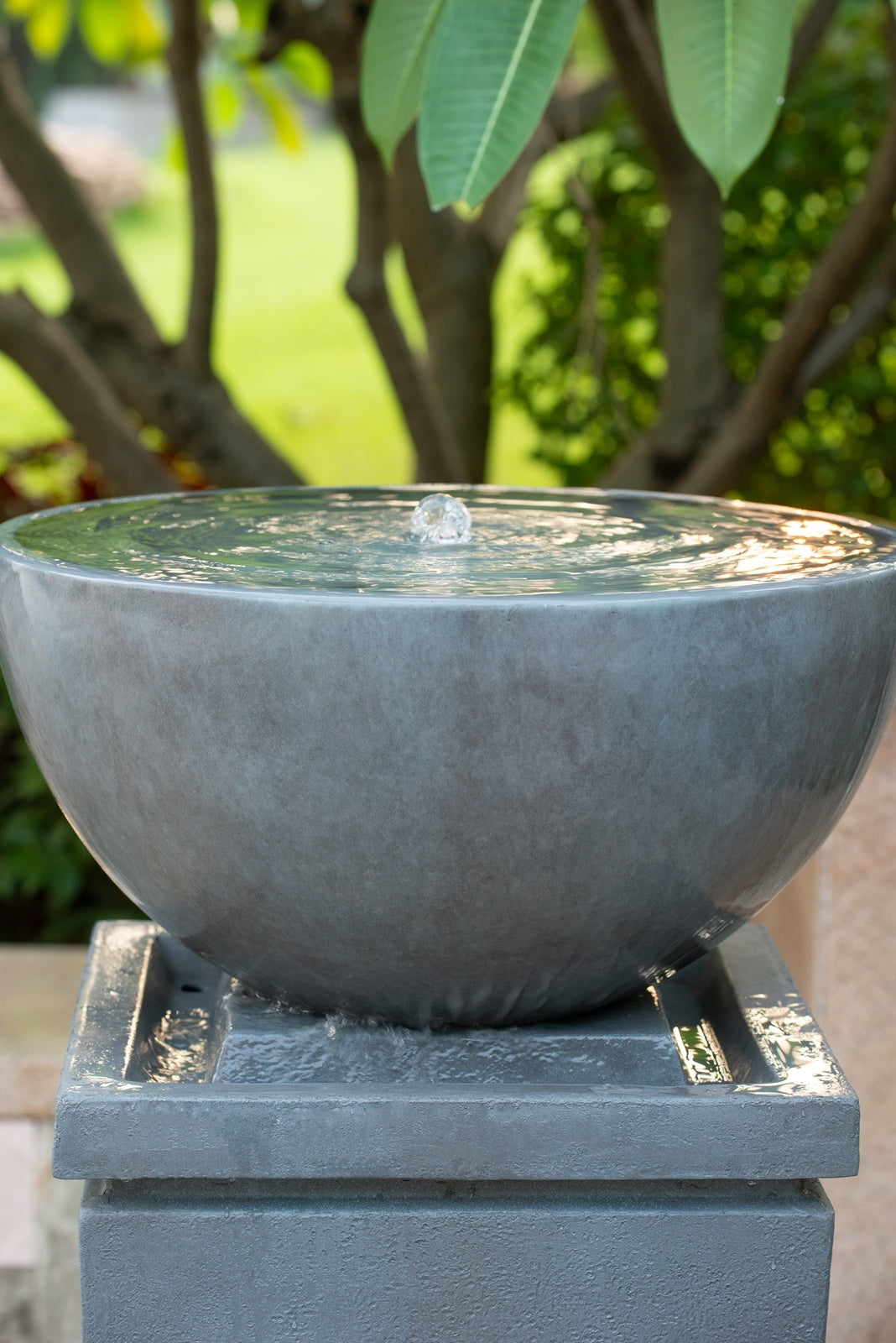 44.5" Gray Zen Bowl Water Fountain - Outdoor Bird Feeder/Bath