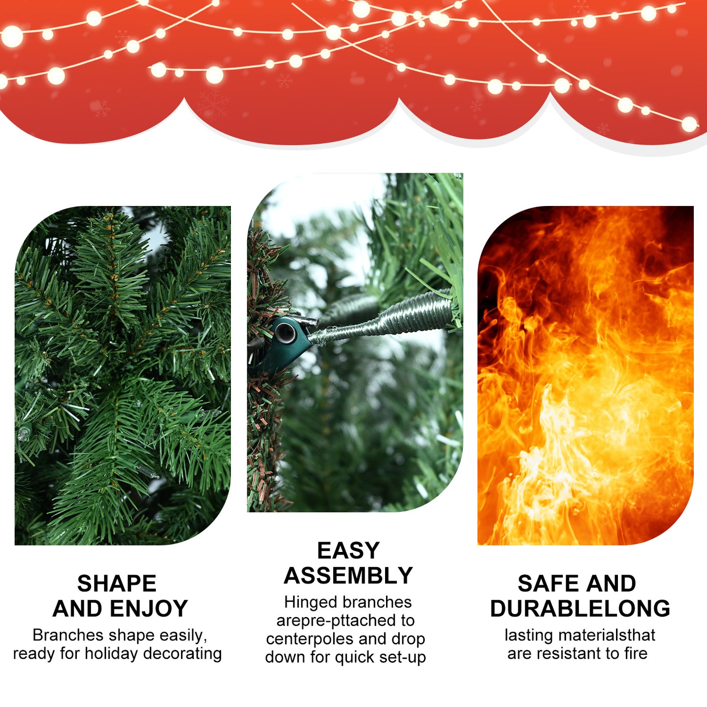 6FT PE/PVC Mixed Automatic Christmas Tree with Lights - Xmas Decoration