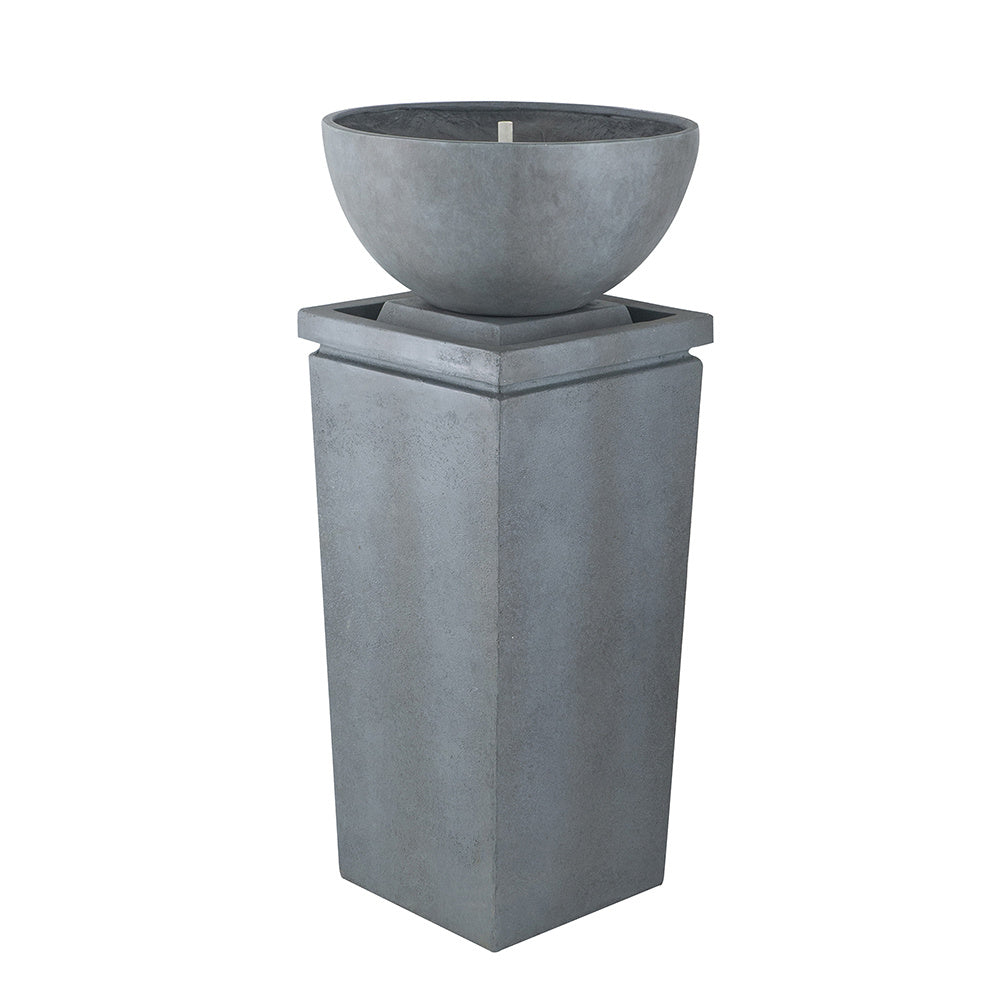 44.5" Gray Zen Bowl Water Fountain - Outdoor Bird Feeder/Bath