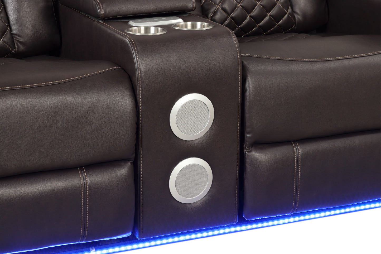 LED & Power Recliner 3 PC Living Room Set - Faux Leather in Brown