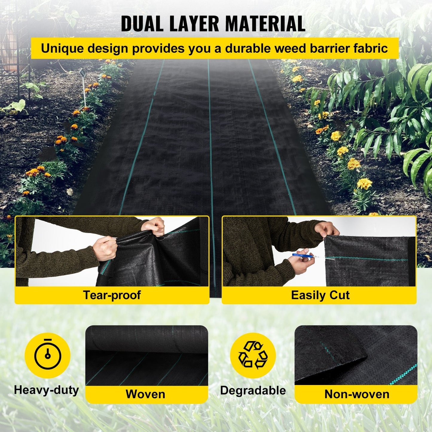 Weed Barrier - 5.8oz Landscape Fabric, 3ft x 300ft Heavy Duty Cover Mat