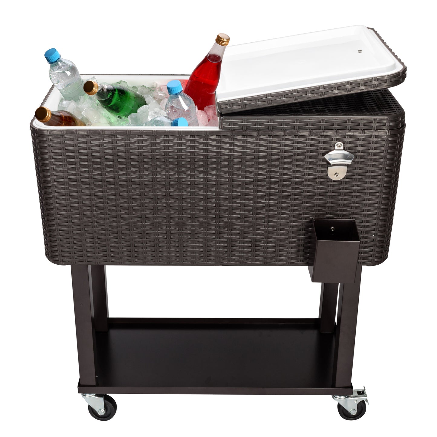 High Quality 80QT Rattan Cooler with Shelf - Square Legs