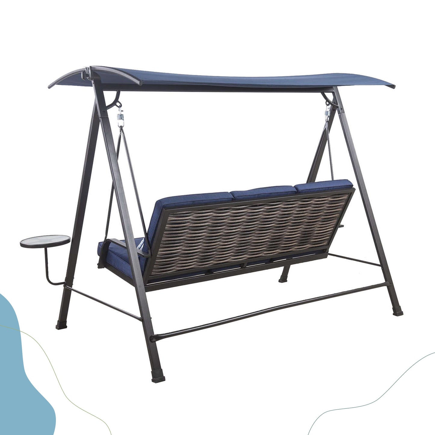Steel 3-Seater Porch Swing with Canopy - Outdoor Swing Chair