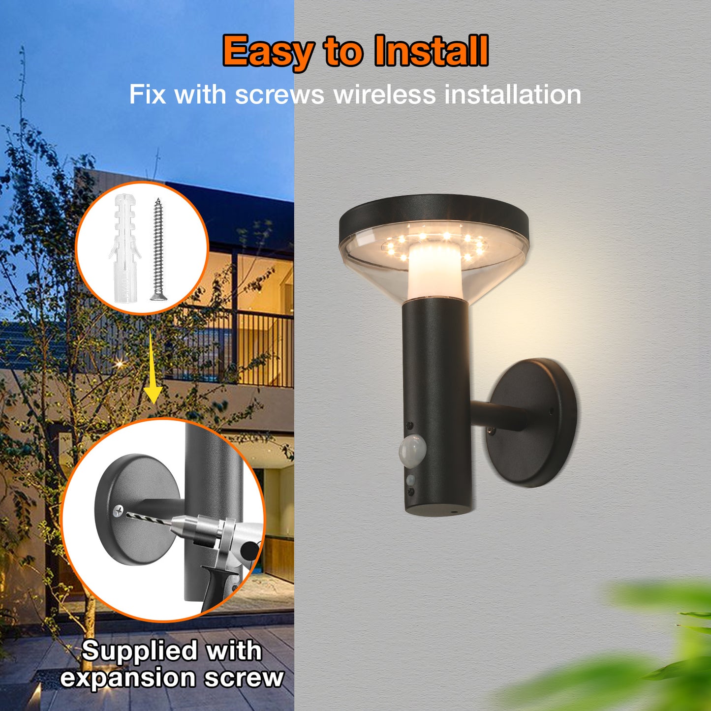 Solar Outdoor Wall Light - Dusk to Dawn LED Lantern