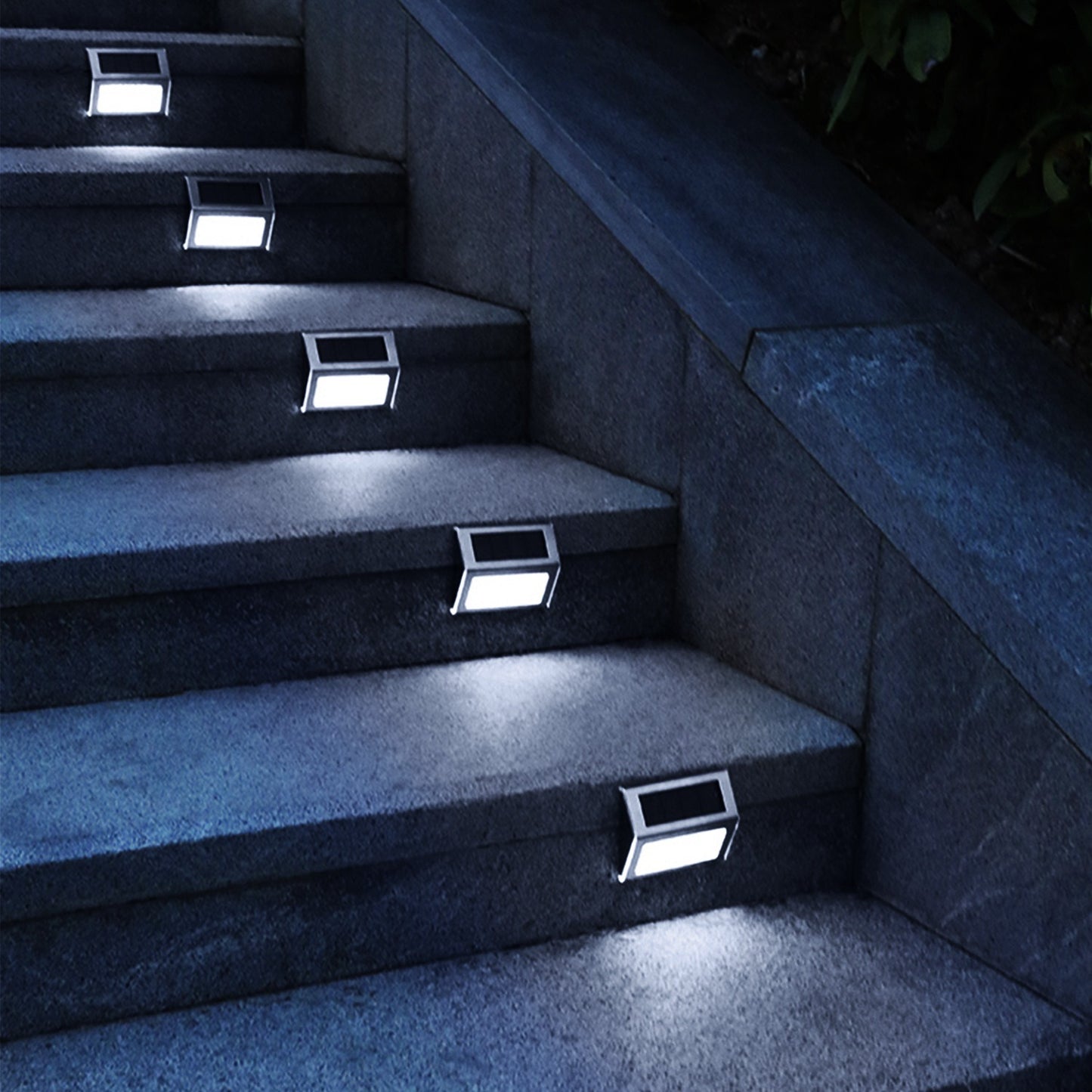 6-Pack Solar Step Lights - Stainless Steel Outdoor LED Deck & Fence Lamps