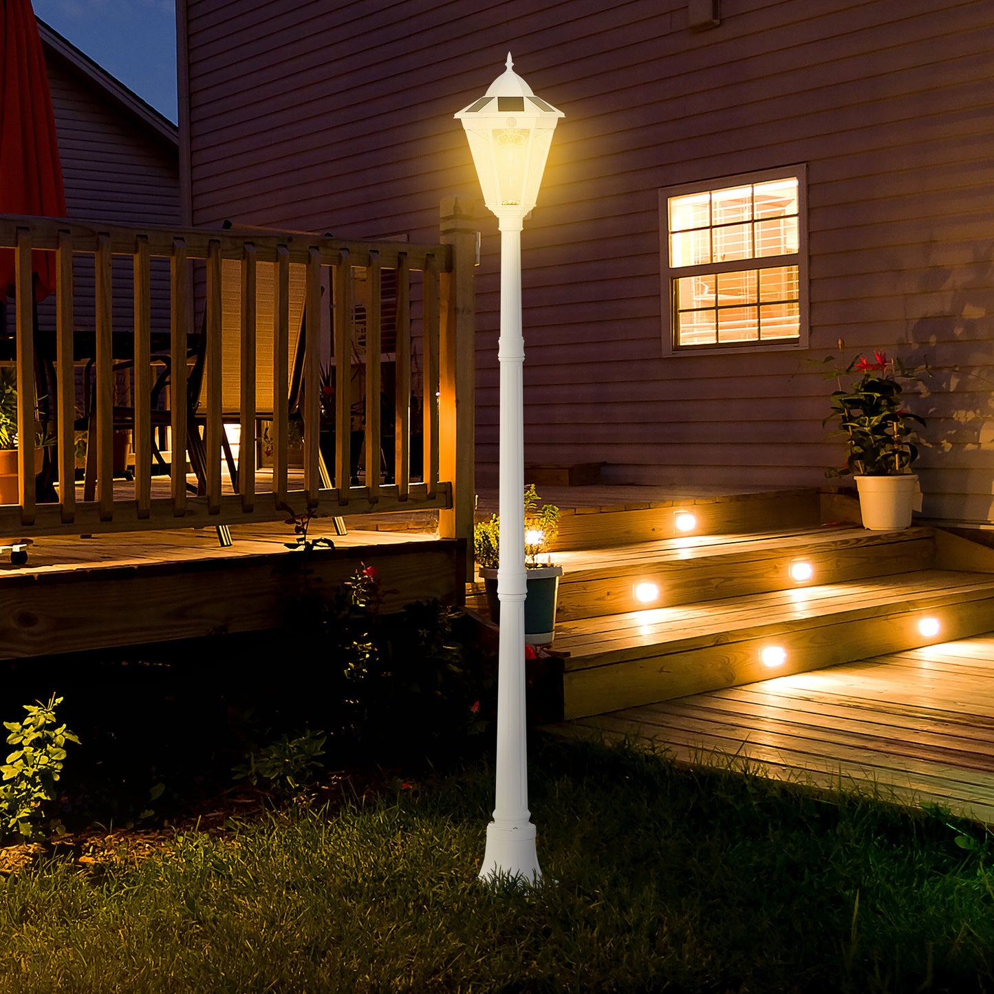 77" Solar Lamp Post Light - Waterproof Outdoor Vintage Street Lamp