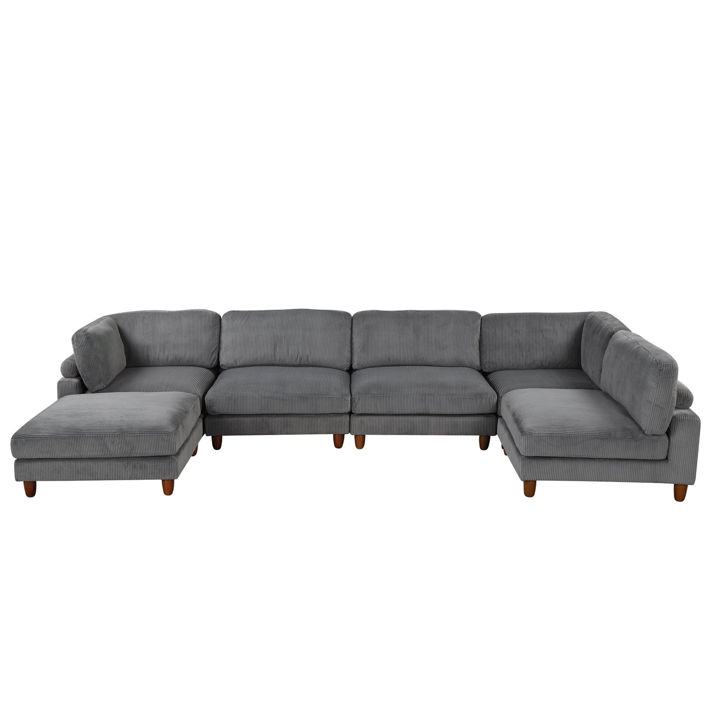 U-Style Modular Sectional Sofa with Ottoman - 163" L-Shaped Corner (6-Seater)