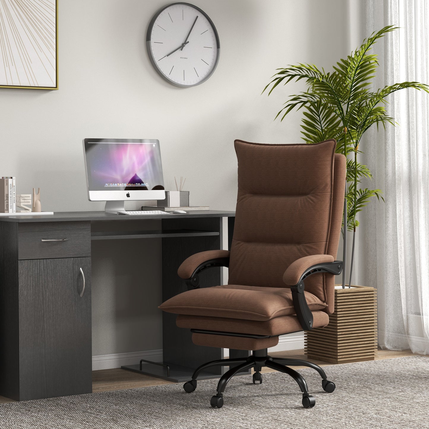 Microfiber Heated Massage Office Chair with Footrest & Armrest