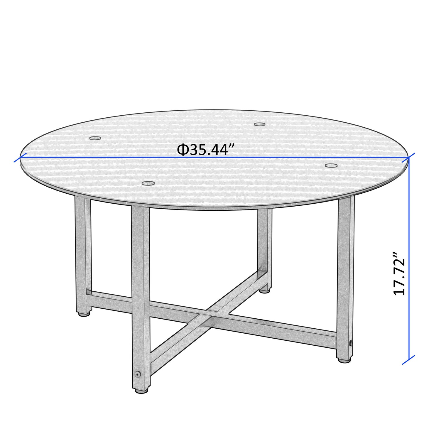 Modern Side Center Table for Living Room - Round Tempered Glass, 220lbs Capacity