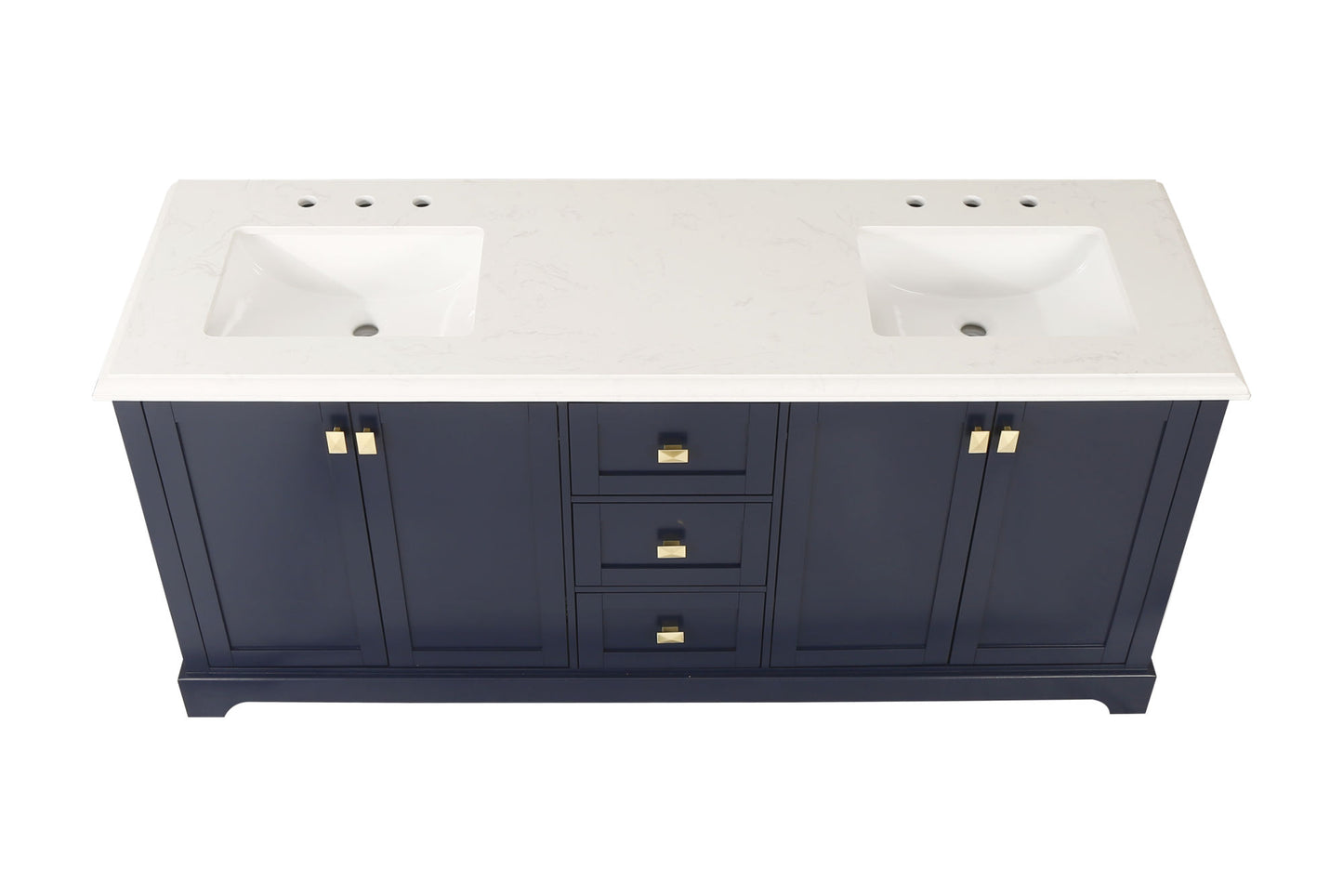 72-Inch Blue Vanity Sink Combo - Marble Countertop & Bathroom Sink Cabinet