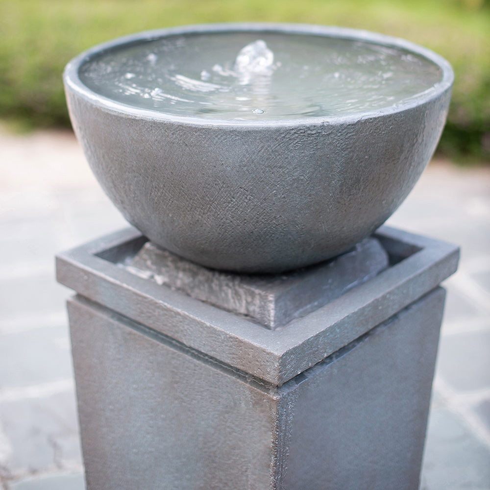 44.5" Gray Zen Bowl Water Fountain - Outdoor Bird Feeder/Bath
