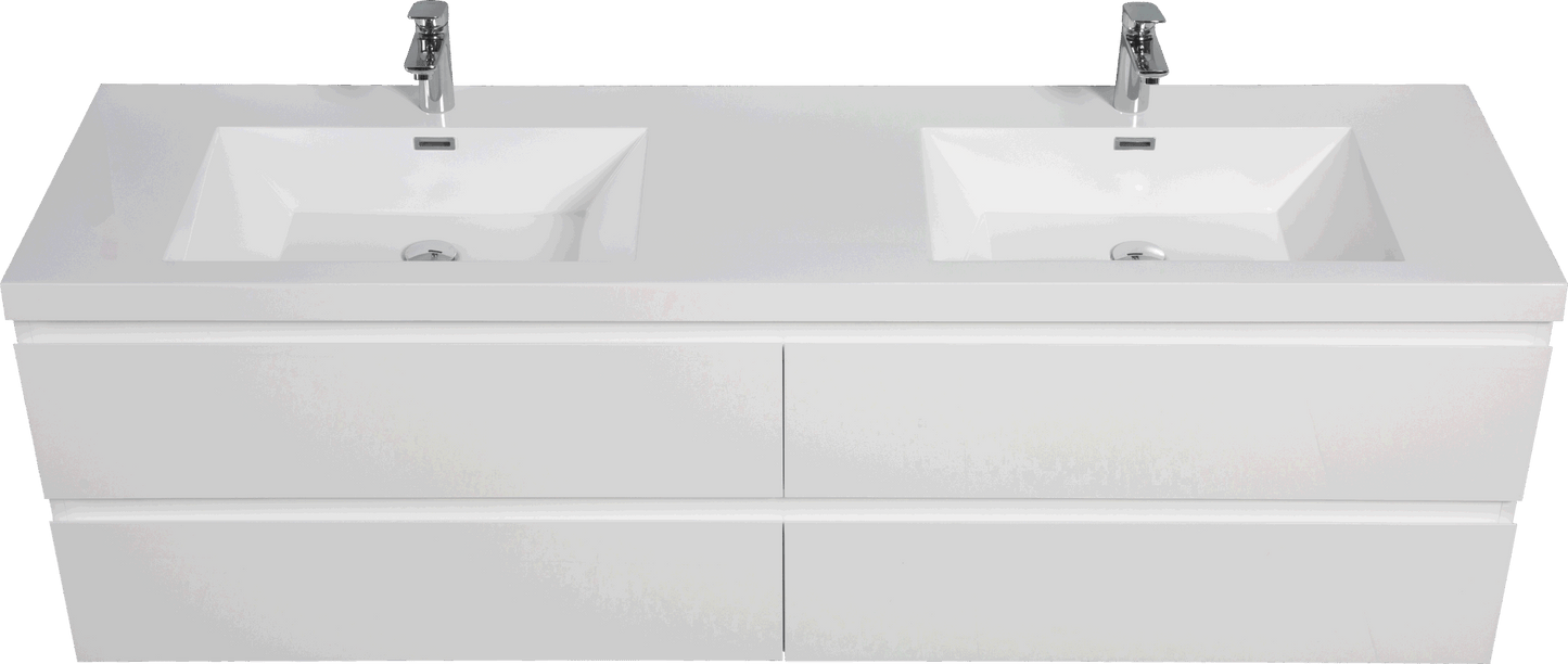 72" Floating Bathroom Vanity with Sink - Modern Wall-Mounted Cabinet