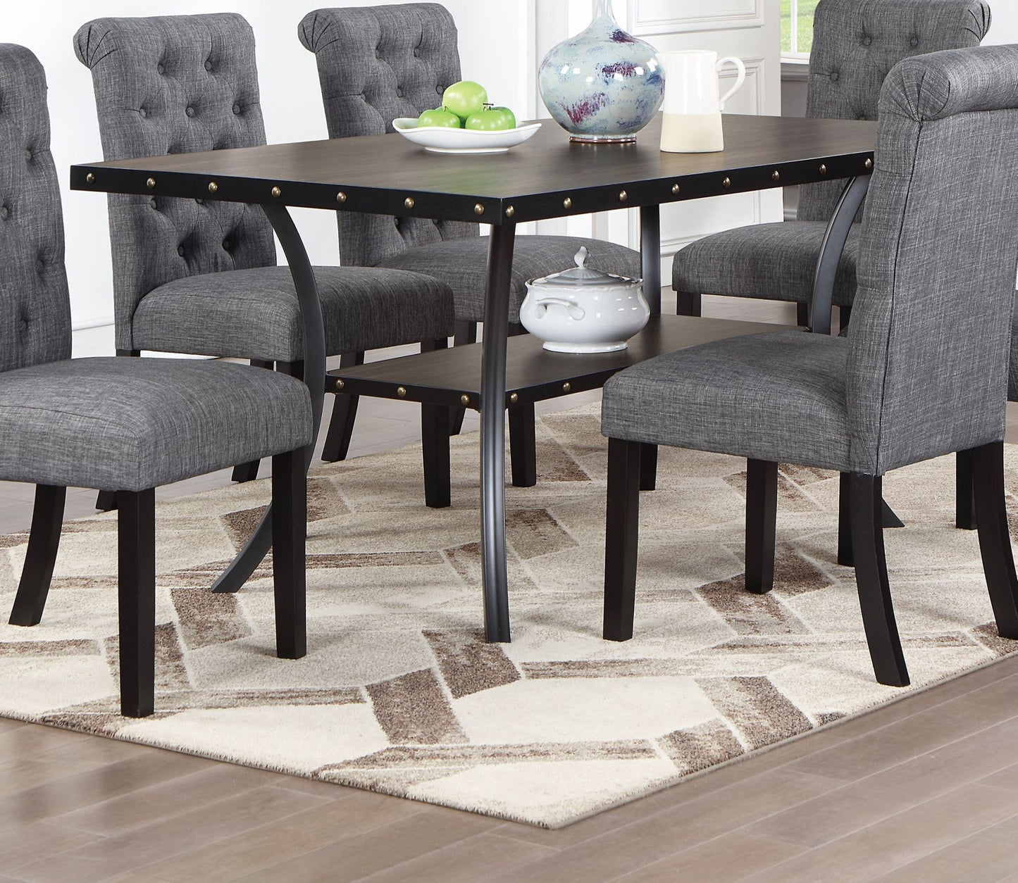 Classic Dining Room Furniture - Wooden Rectangle Dining Table Set