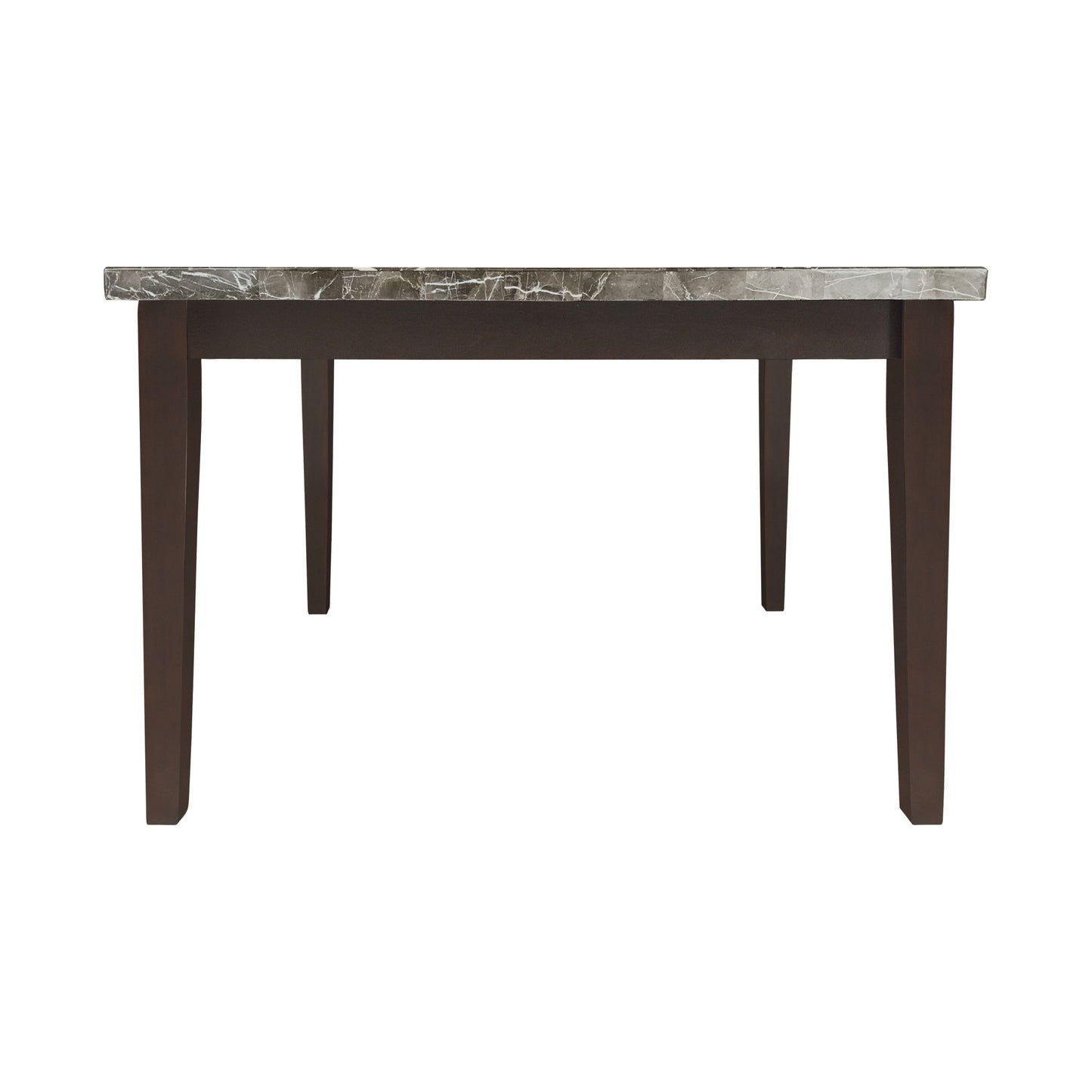 Dark Cherry Finish 5pc Counter Height Dining Set - Marble Top Table & Faux Leather Chairs