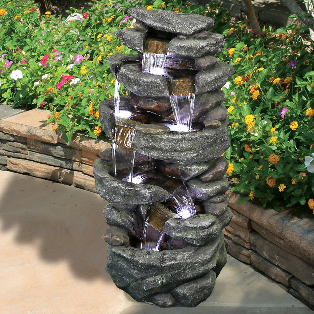 40.5" High Rocks Outdoor Water Fountain with LED Lights