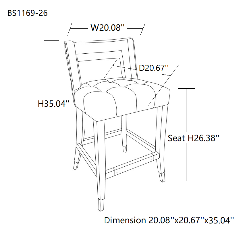 Suede Velvet Barstool 2 pcs Set | 26 inch Seater Height