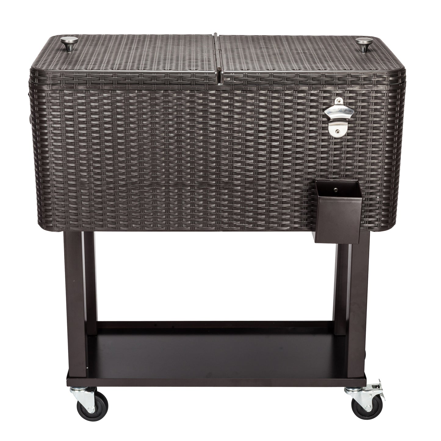 High Quality 80QT Rattan Cooler with Shelf - Square Legs