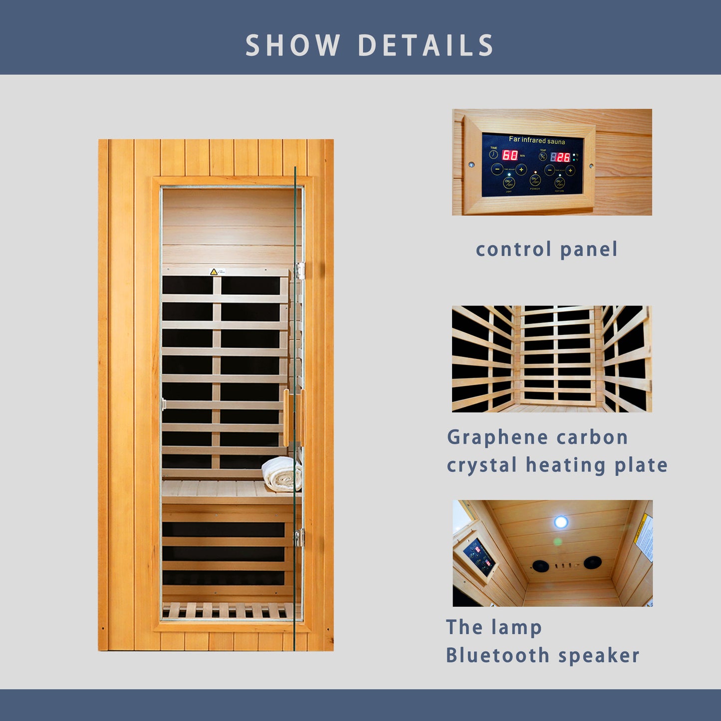 Hemlock One-Person Far Infrared Sauna Room - Roof Embedded Indoor Sauna