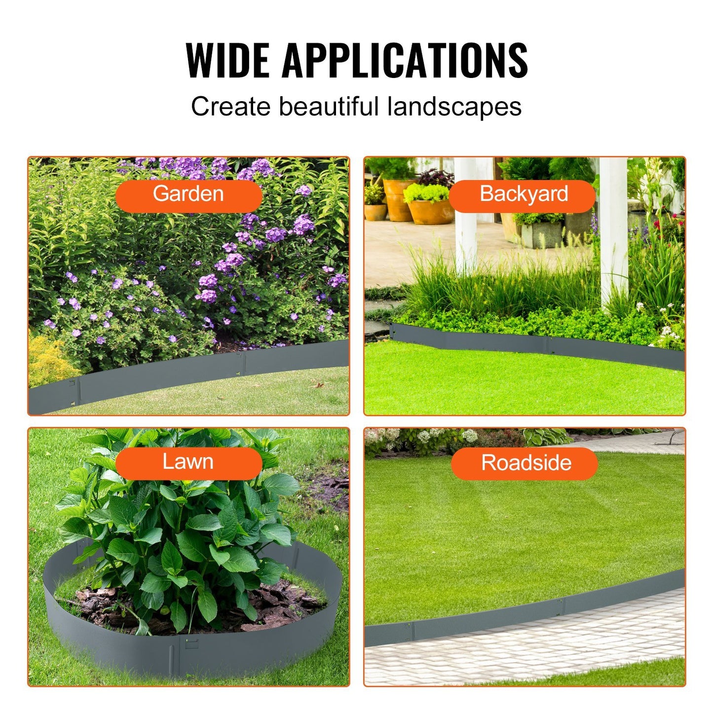 Steel Landscape Edging - 5-Pack Garden Borders, 39" x 5" Strips