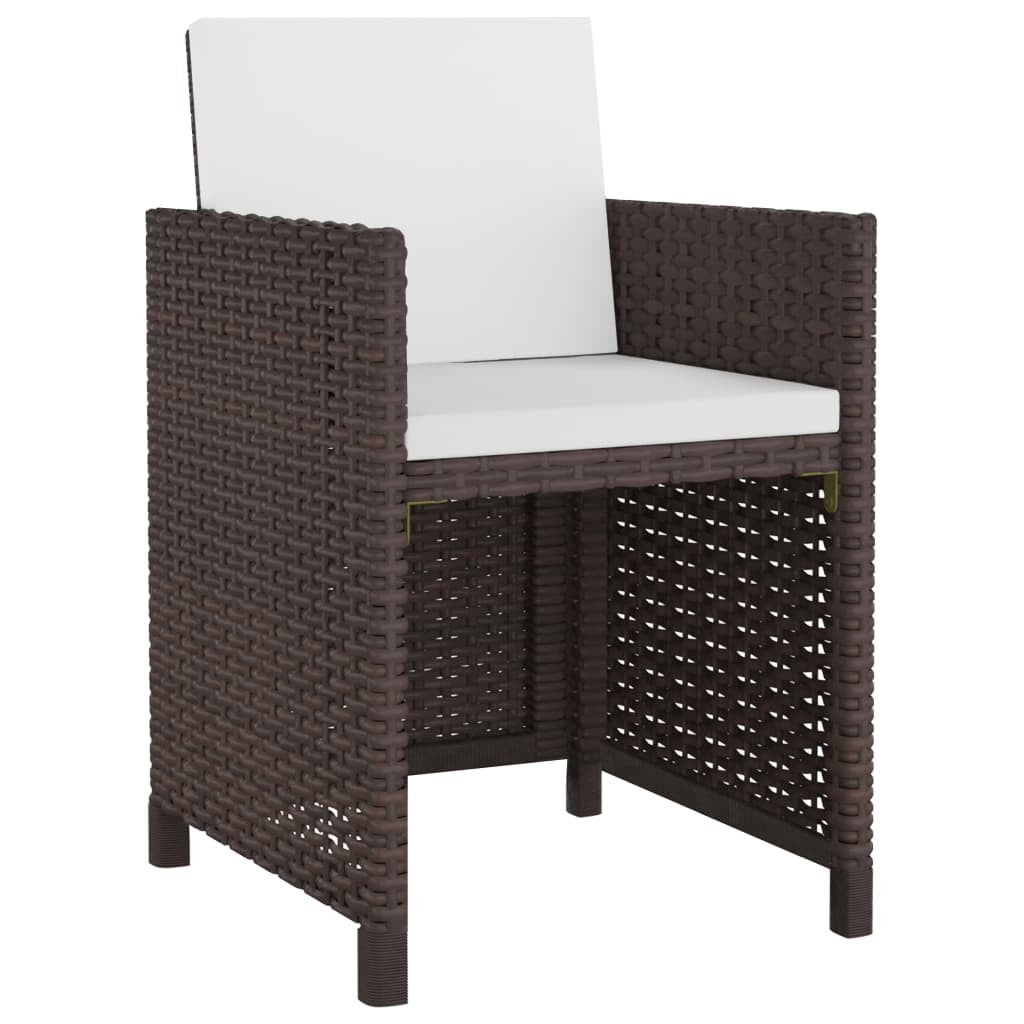 11 Piece Patio Dining Set with Cushions - Poly Rattan Brown