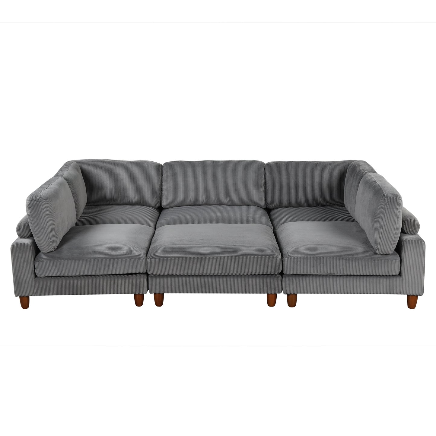 U-Style Modular Sectional Sofa with Ottoman - 163" L-Shaped Corner (6-Seater)