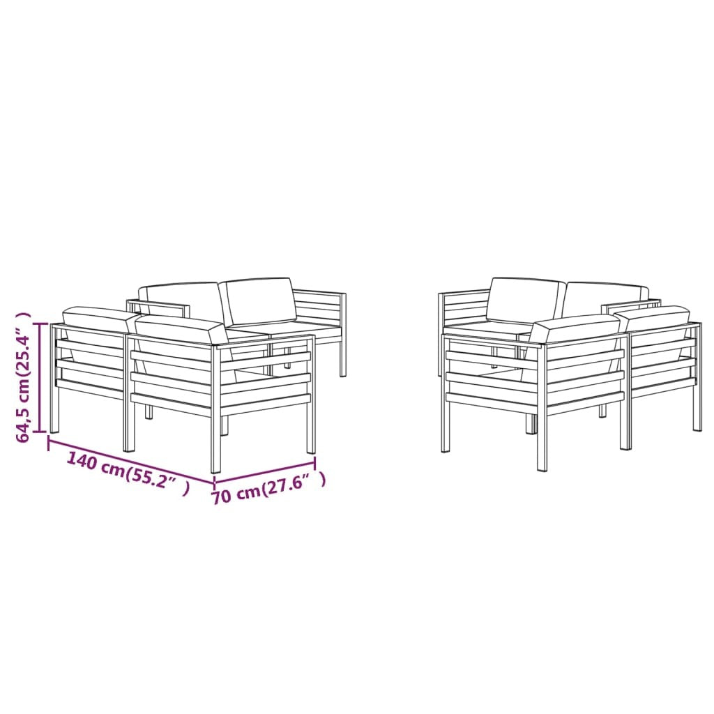 Stylish Aluminum Patio Lounge Set - Modular Design, Comfortable Cushions