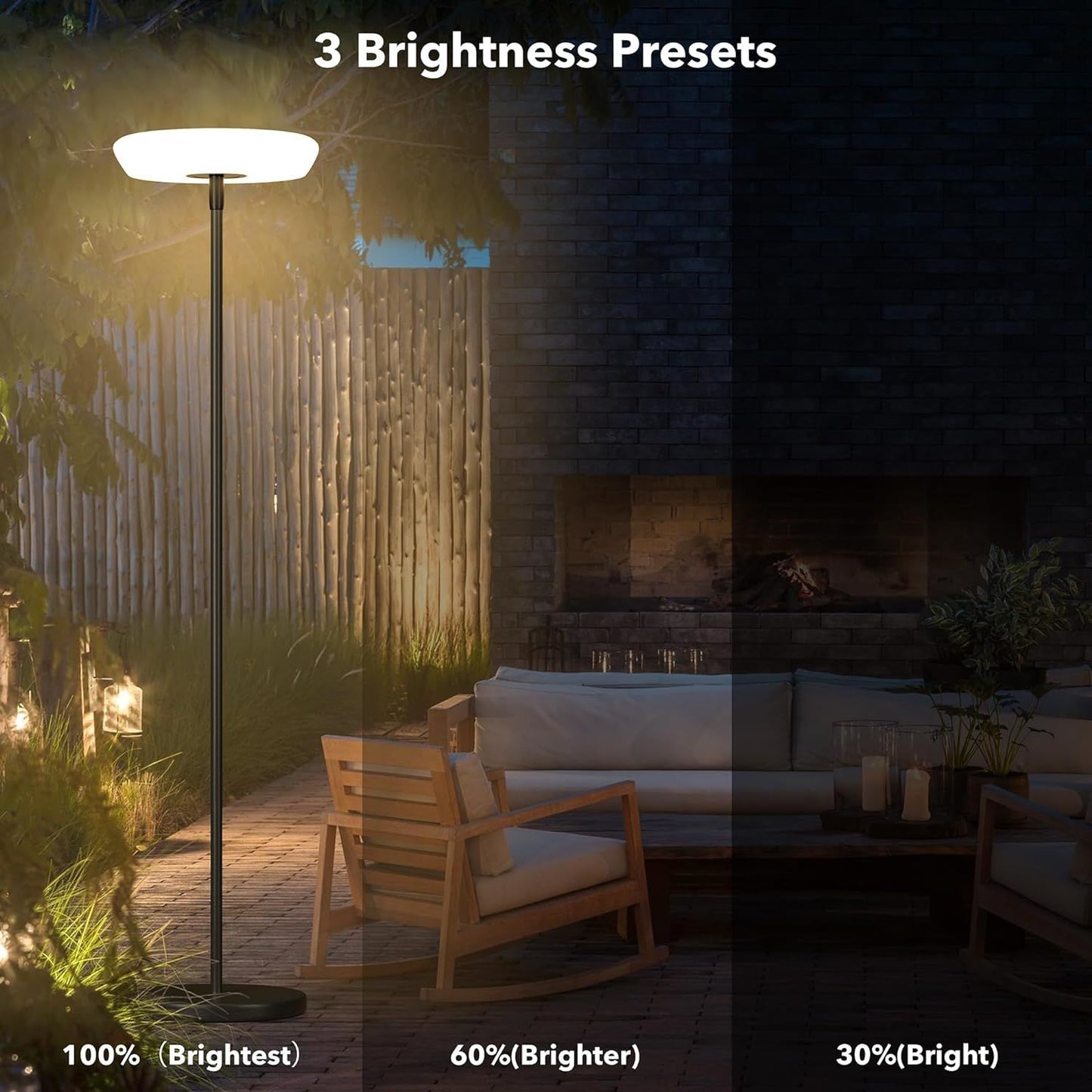 Outdoor Rattan Solar Powered Floor Lamp - IP65 Waterproof LED Light