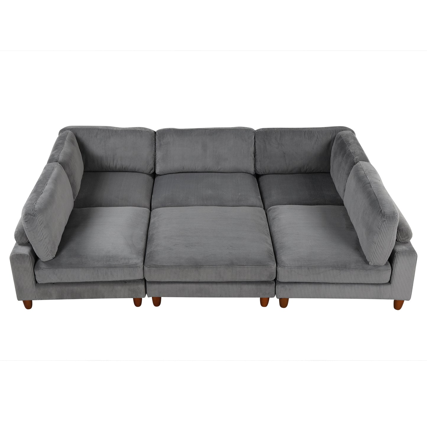 U-Style Modular Sectional Sofa with Ottoman - 163" L-Shaped Corner (6-Seater)