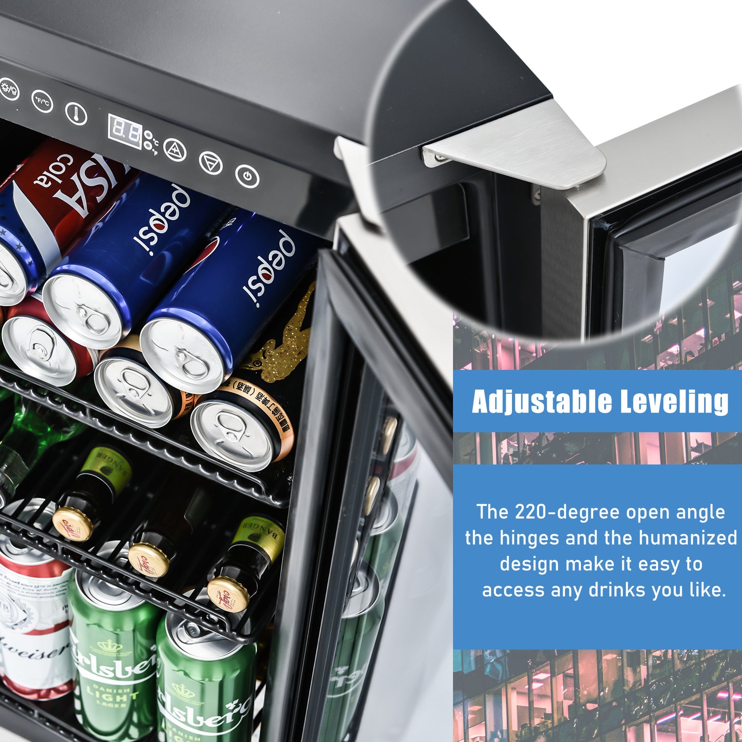 Premium 15-Inch Mini Beverage Refrigerator / Wine Cooler - 120 Cans, Built-in & Freestanding