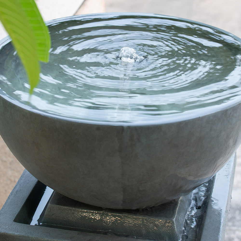 44.5" Gray Zen Bowl Water Fountain - Outdoor Bird Feeder/Bath