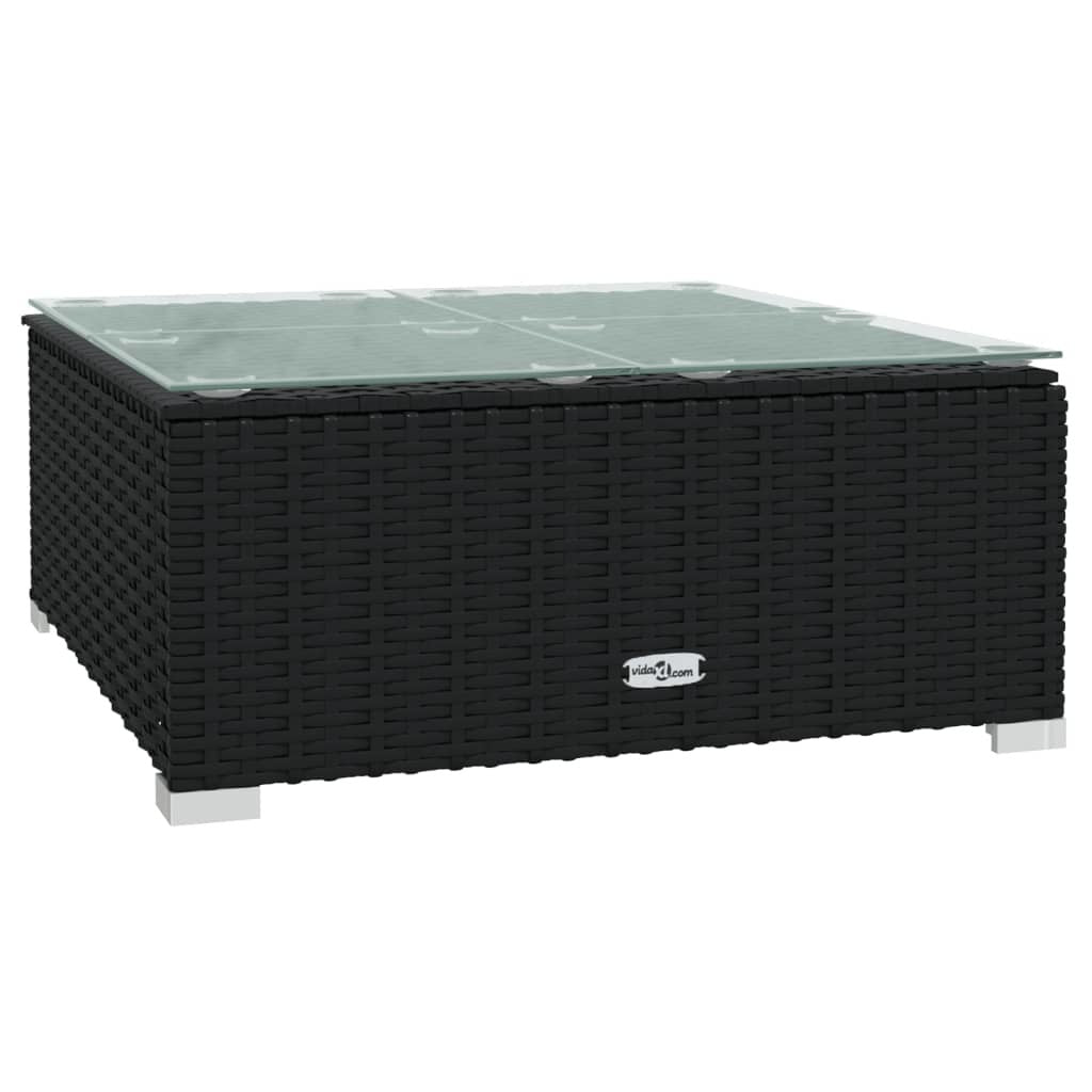 14 Piece Patio Lounge Set with Cushions - Black Poly Rattan