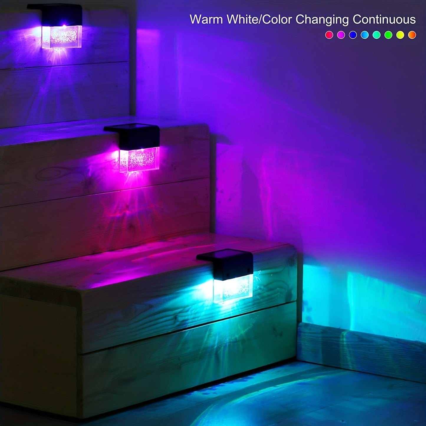 LED Solar Wall Lights - Color Changing Step Lights with Crystal Bubbles