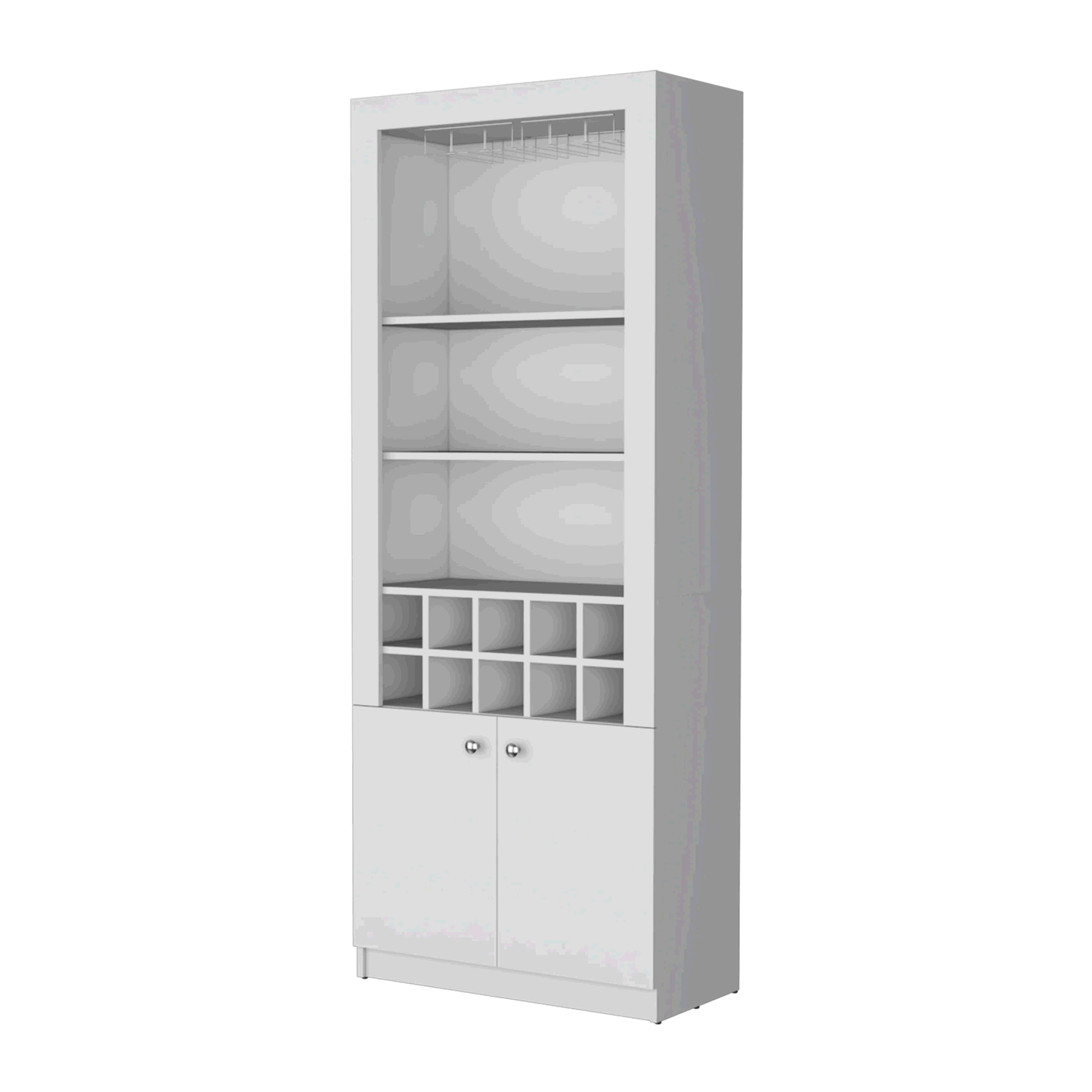 Mia White Bar Cabinet - Wine Storage & Three Shelves
