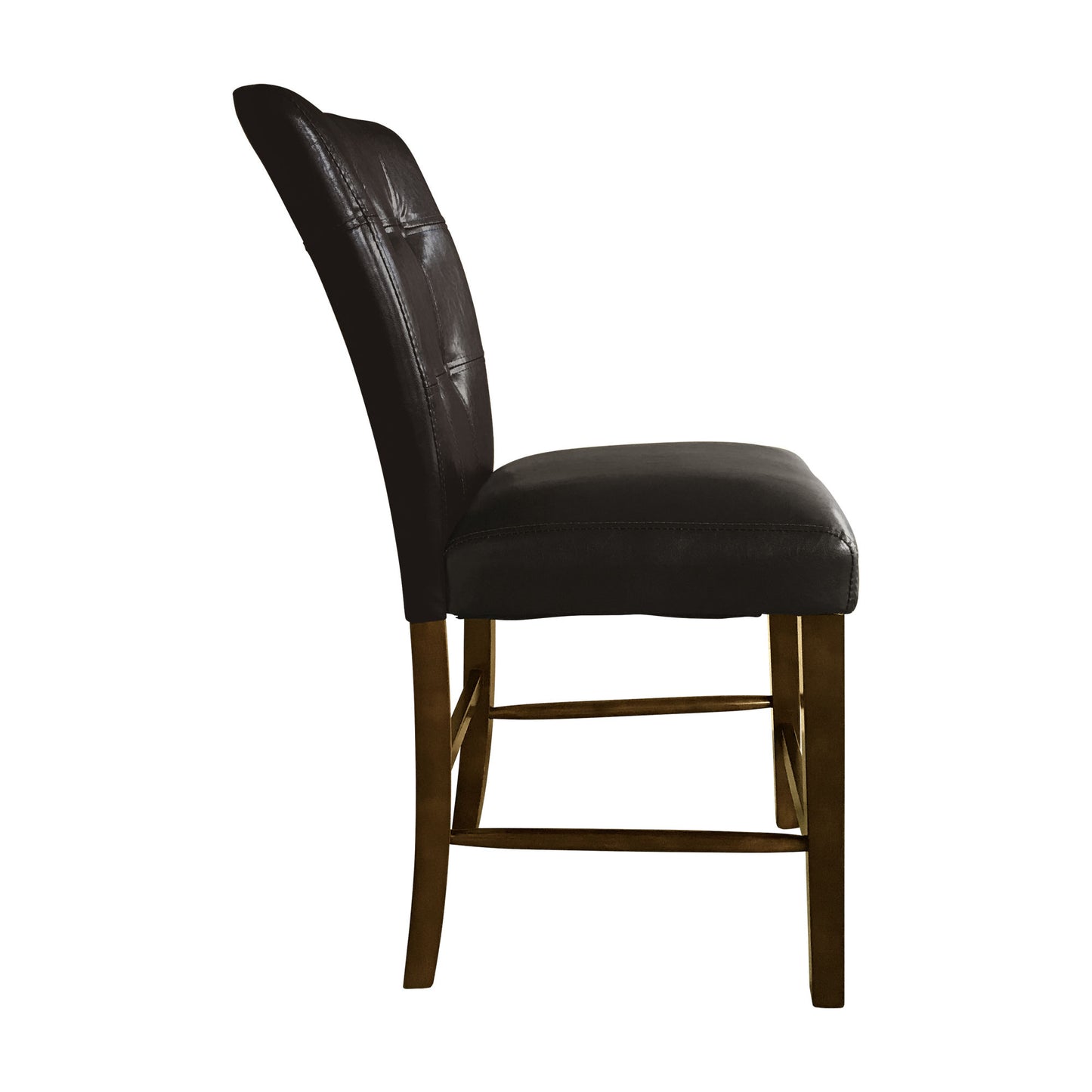 Dark Cherry Finish 5pc Counter Height Dining Set - Marble Top Table & Faux Leather Chairs