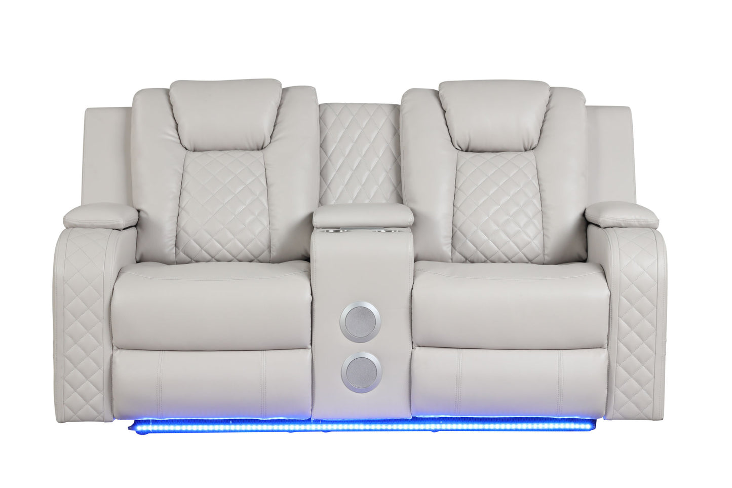 LED & Power Recliner 3 PC Living Room Set - Faux Leather in Ice