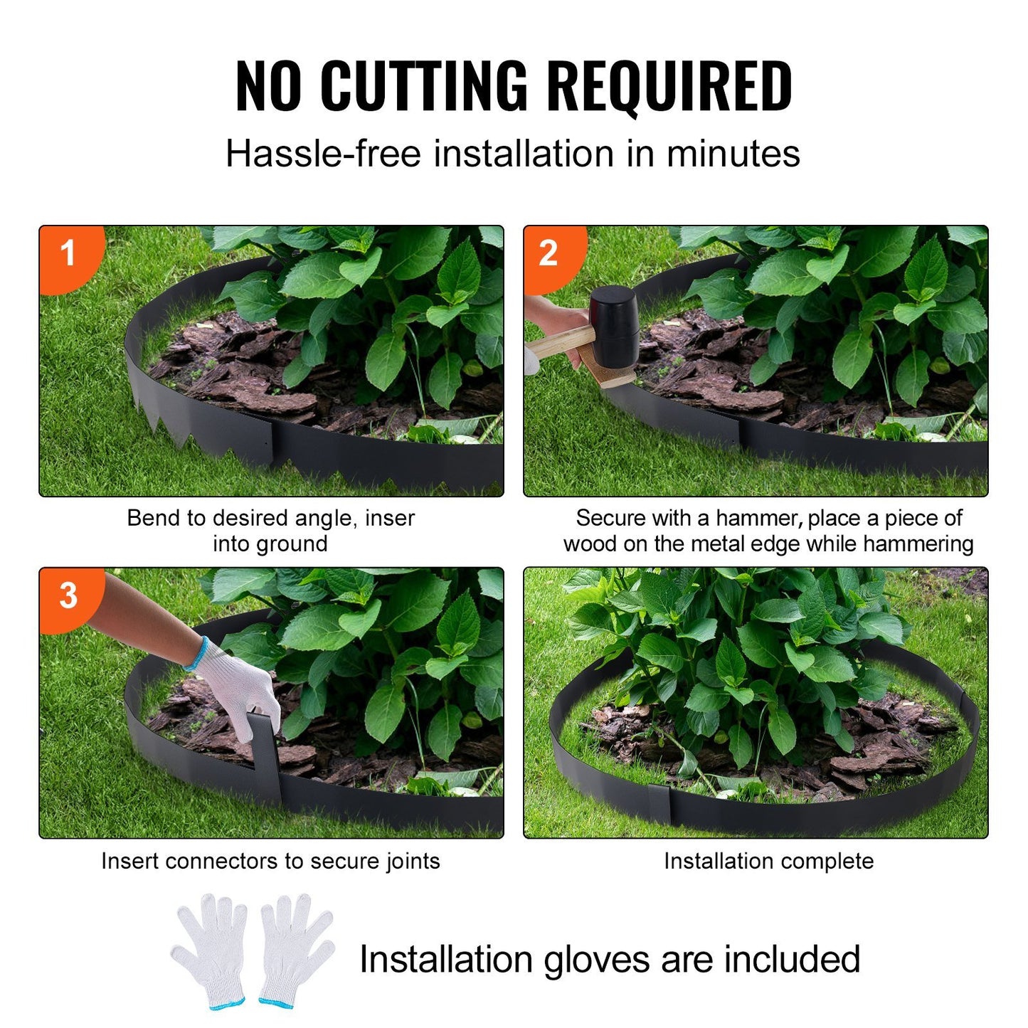 Steel Landscape Edging - 4-Pack Garden Borders, 40" x 6" Strips