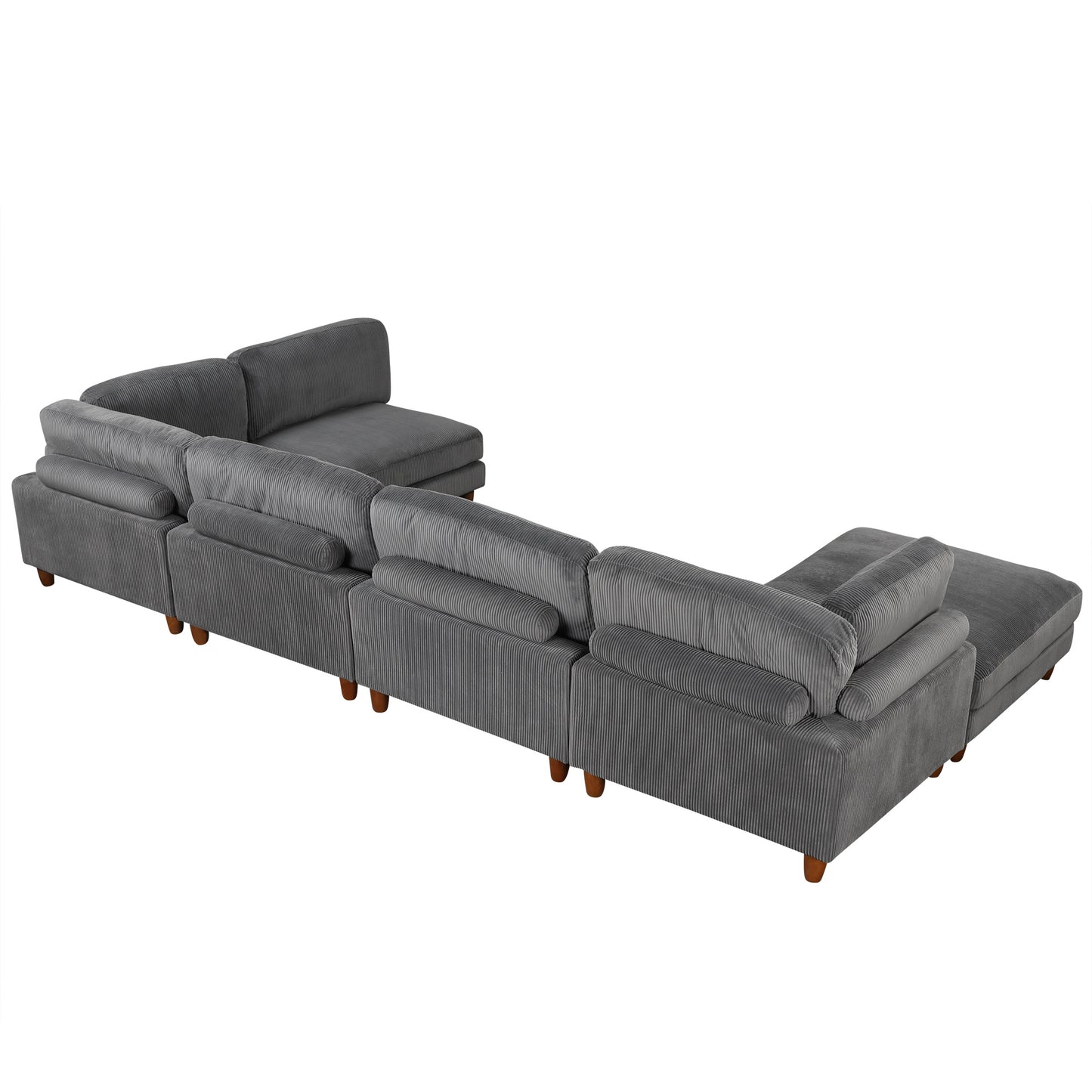 U-Style Modular Sectional Sofa with Ottoman - 163" L-Shaped Corner (6-Seater)