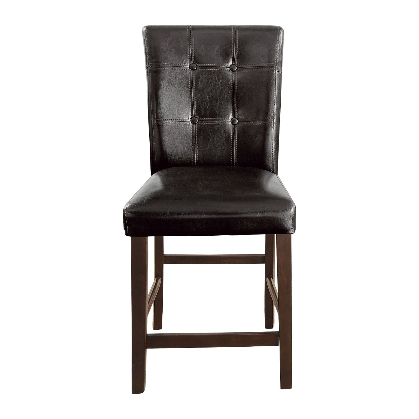 Dark Cherry Finish 5pc Counter Height Dining Set - Marble Top Table & Faux Leather Chairs