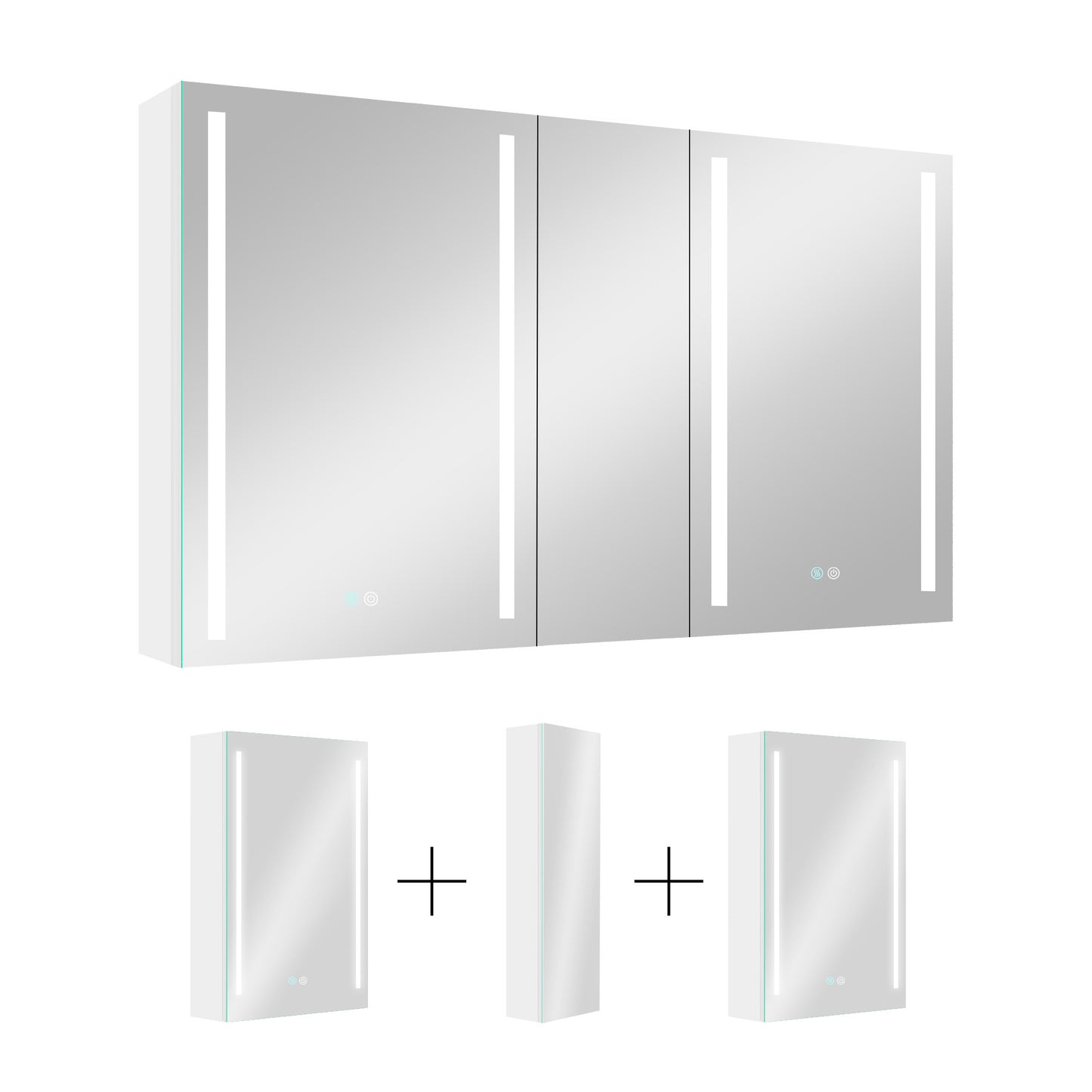 50x30 Inch LED Lighted Bathroom Medicine Cabinet - Double Door, Surface Mount